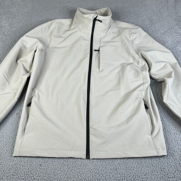 32 Degree Heat Jacket Mens Large Khaki Beige Windbreaker Full Zip Stretch - Picture 1 of 14